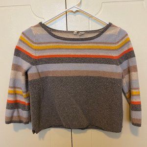 ANTHROPOLOGIE Moth Striped Cashmere Blend Sweater